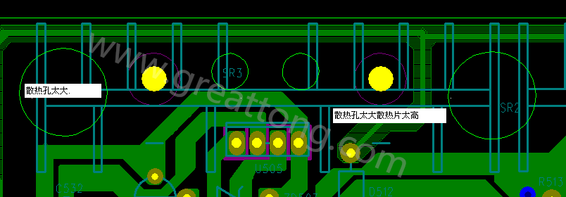 PCB設(shè)計(jì)中，散熱孔散熱片設(shè)計(jì)不當(dāng)，造成很多電源板斷裂