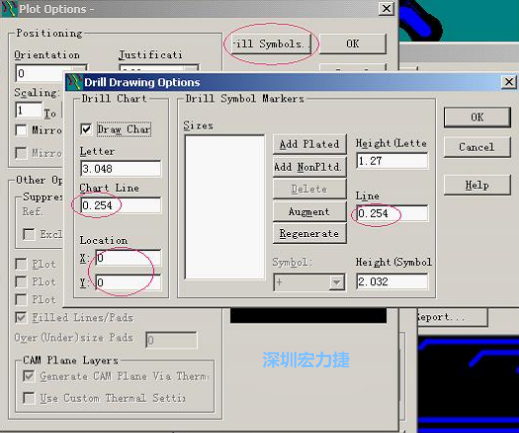 轉(zhuǎn)孔圖時(shí)也需在Customize Document欄點(diǎn)擊Option，在彈出的Plot Options-窗口中選擇Drill Symbols