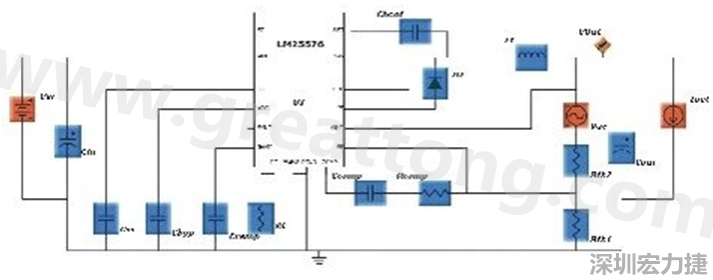 參考圖1的電流通路：把FET在導(dǎo)通狀態(tài)下流經(jīng)的通路標(biāo)記為紅色；把FET在關(guān)斷狀態(tài)下的迴路標(biāo)記為綠色。