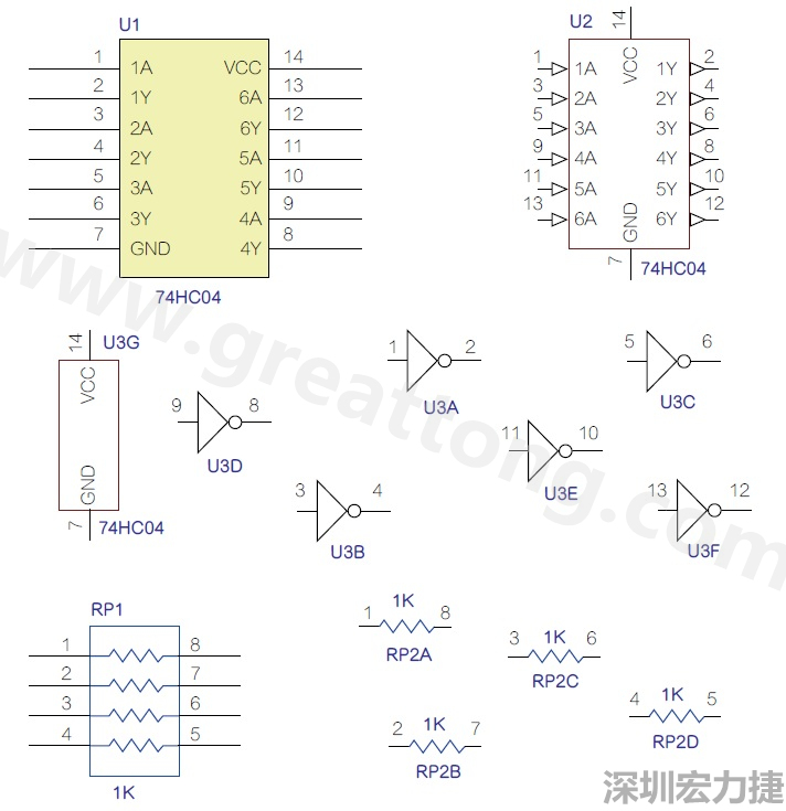 圖1 半導(dǎo)體元件供應(yīng)商所畫的電路圖符號是模擬元件的接腳圖，而非訊號流程。