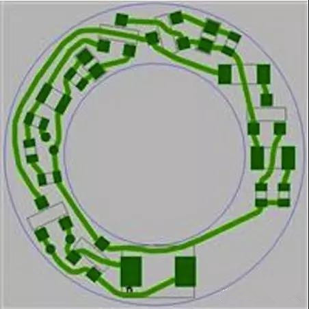 圖6：PCB布線例子：(a)拓?fù)涫阶詣硬季€器(完成了100%導(dǎo)線的布線)；